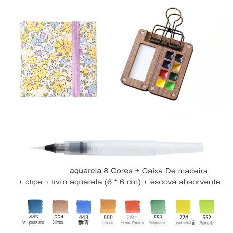 Conjunto de aquarela portátil - Mini Caixa De Tinta 8 Cores (ULTIMAS UNIDADES) + FRETE GRÁTIS - APENAS HOJE!