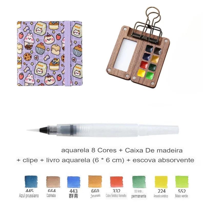 Conjunto de aquarela portátil - Mini Caixa De Tinta 8 Cores (ULTIMAS UNIDADES) + FRETE GRÁTIS - APENAS HOJE!