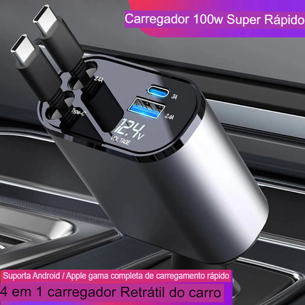 Carregador de carro relâmpago 4 em 1 + FRETE GRÁTIS (ULTIMAS UNIDADES)