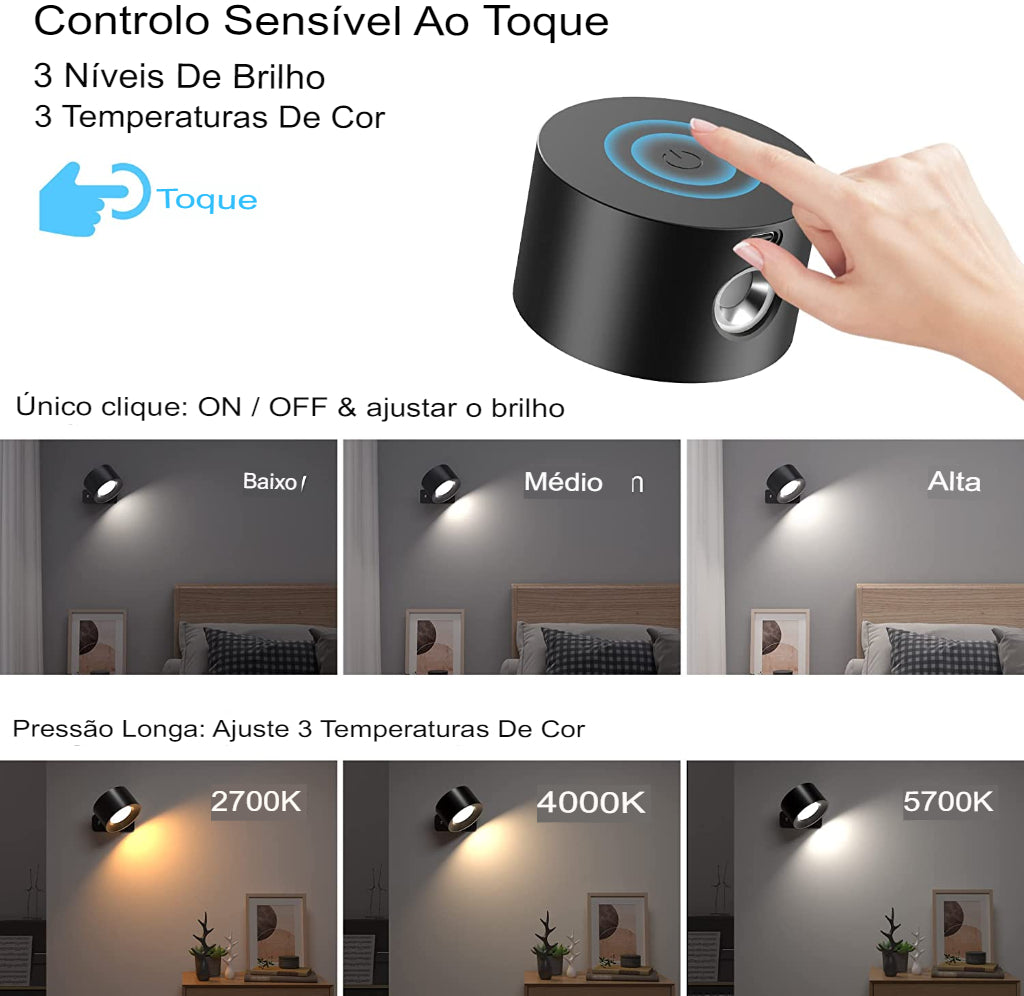 Luminária De Parede sem fio + FRETE GRÁTIS - Loja Melhor Opção