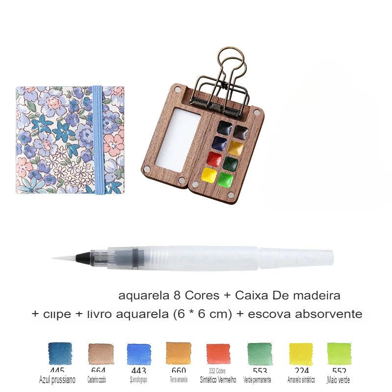 Conjunto de aquarela portátil - Mini Caixa De Tinta 8 Cores (ULTIMAS UNIDADES) + FRETE GRÁTIS - APENAS HOJE!