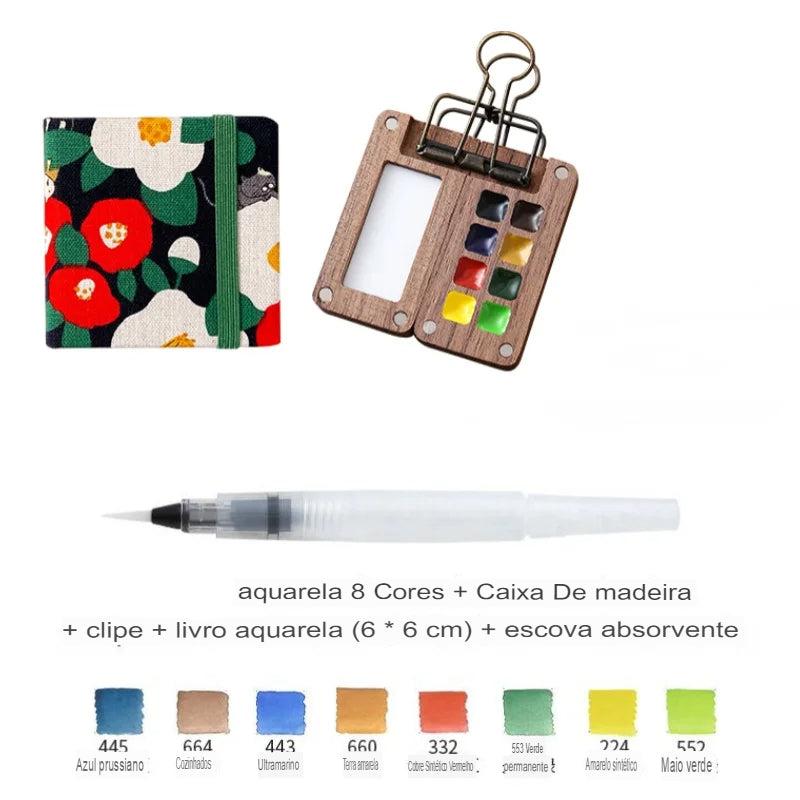 Conjunto de aquarela portátil - Mini Caixa De Tinta 8 Cores (ULTIMAS UNIDADES) + FRETE GRÁTIS - APENAS HOJE!