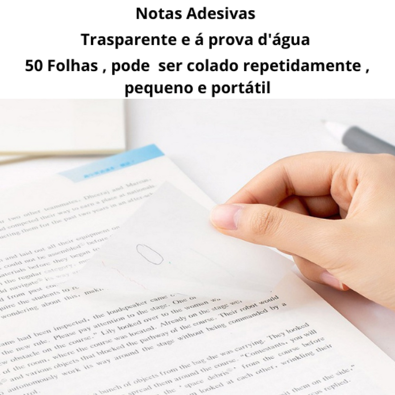 Notas Adesivas Transparente - Material Escolar (PAGUE 1 LEVE 5) + FRETE GRÁTIS